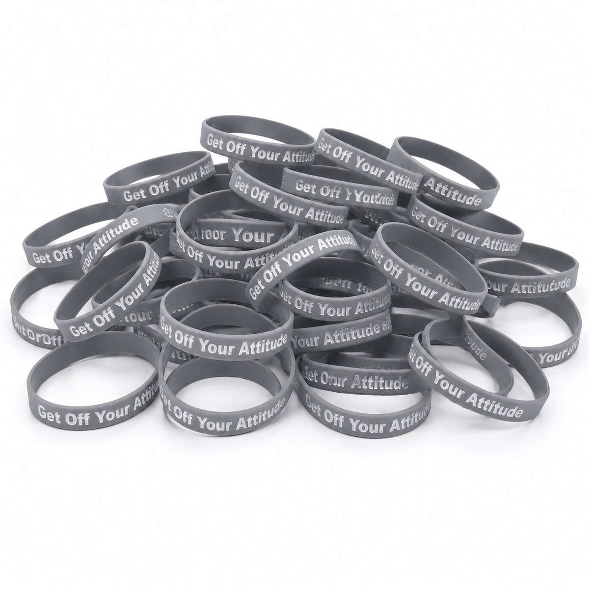 Inspire Positive Mindset Wristband – Get Off Your Attitude in Grey