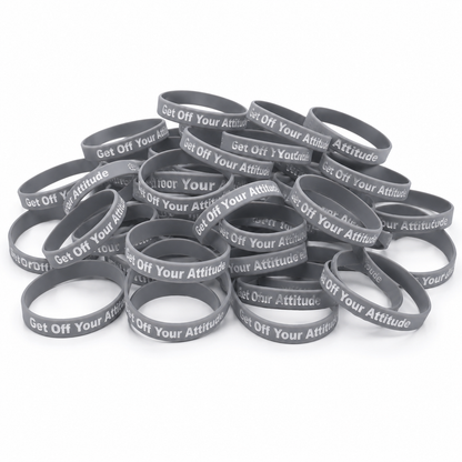 Inspire Positive Mindset Wristband – Get Off Your Attitude in Grey