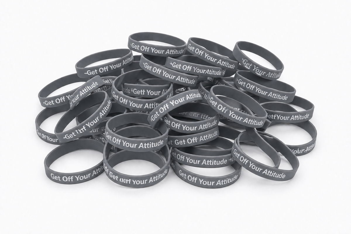 Inspire Positive Mindset Wristband – Get Off Your Attitude in Grey