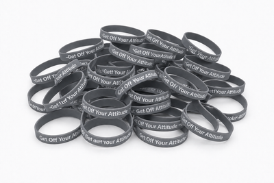 New Get Off Your Attitude Wristband (Light Grey and White) 30 Pack