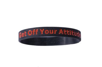 Get Off Your Attitude Wristband (Charcoal and Red)