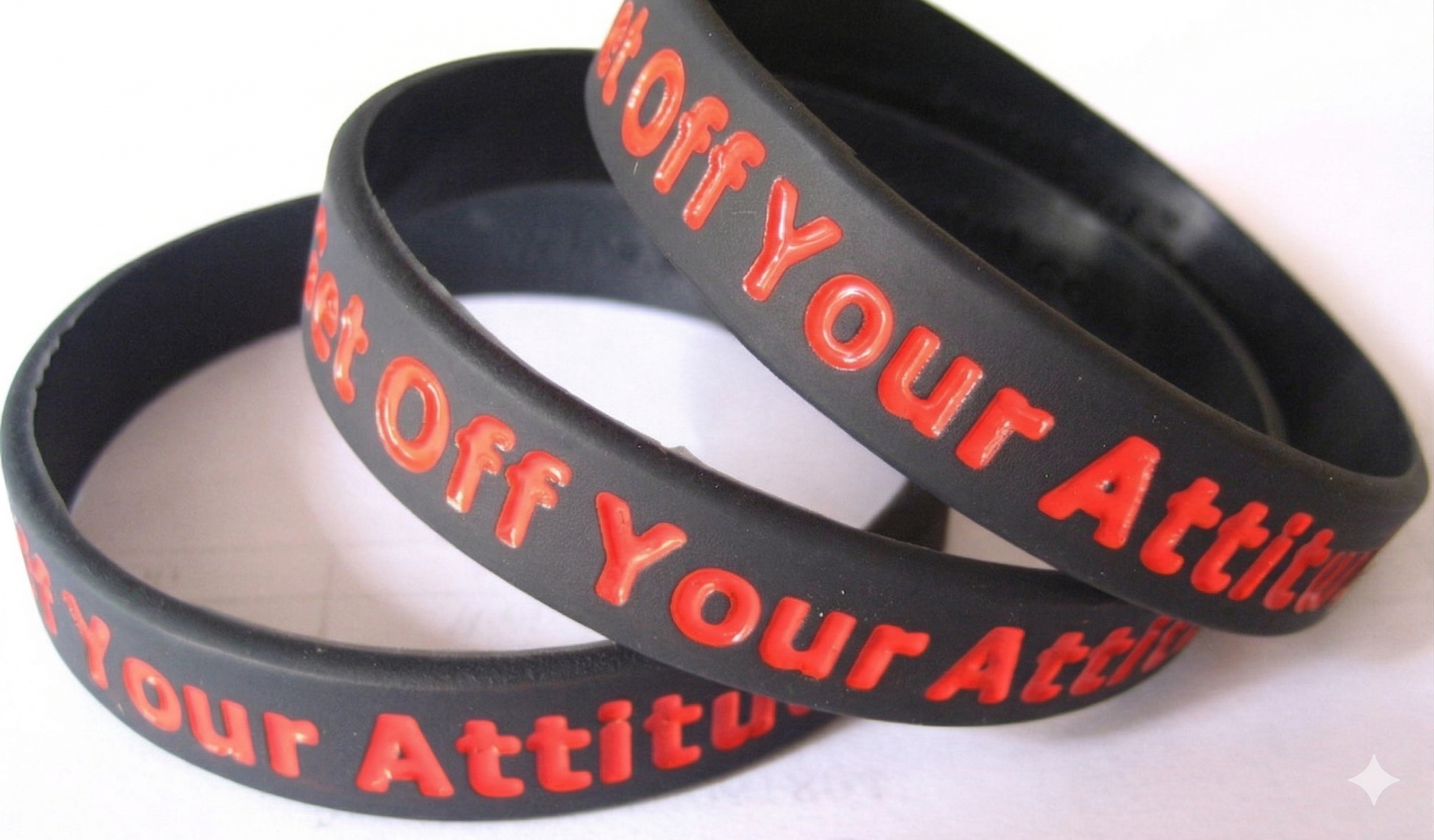 Get Off Your Attitude Wristband (Charcoal and Red) 3 Pack