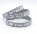 New Get Off Your Attitude Wristband (Light Grey and White) 3 PACK