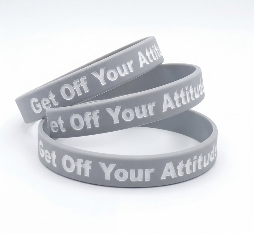 New Get Off Your Attitude Wristband (Grey)