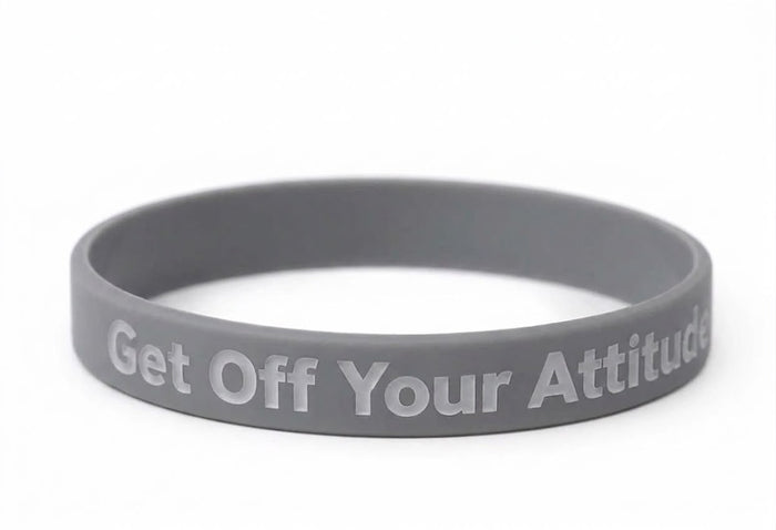 Inspire Positive Mindset Wristband – Get Off Your Attitude in Grey